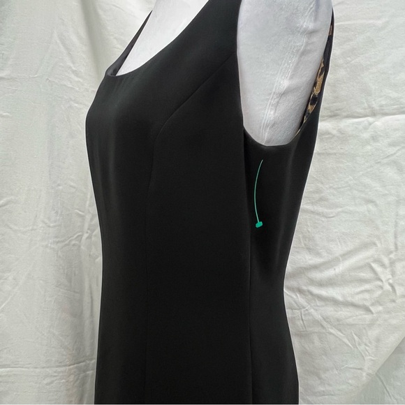 NWOT Tahari Arthur S. Levine sleeveless black dress with pleated trim. - Picture 5 of 10